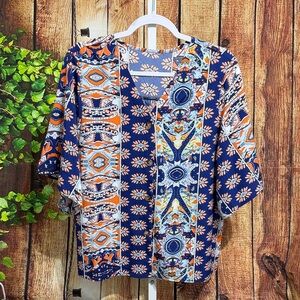 Women’s Wide Sleeve Button Blouse Size L